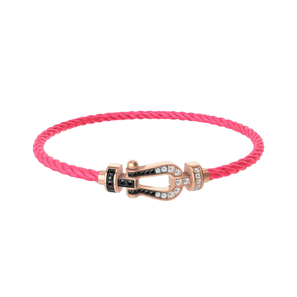 FORCE 10 BRACELET 18K PINK GOLD AND BLACK AND WHITE DIAMONDS MEDIUM MODEL