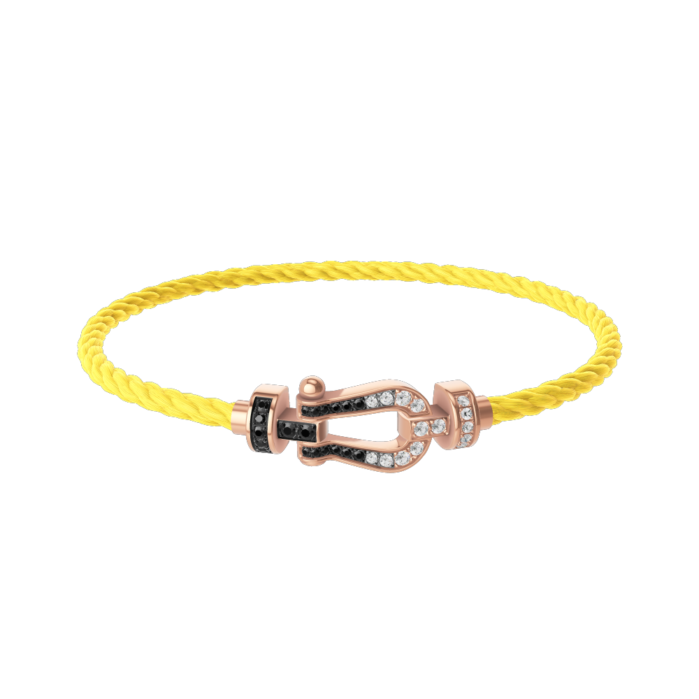 FORCE 10 BRACELET 18K PINK GOLD AND BLACK AND WHITE DIAMONDS MEDIUM MODEL