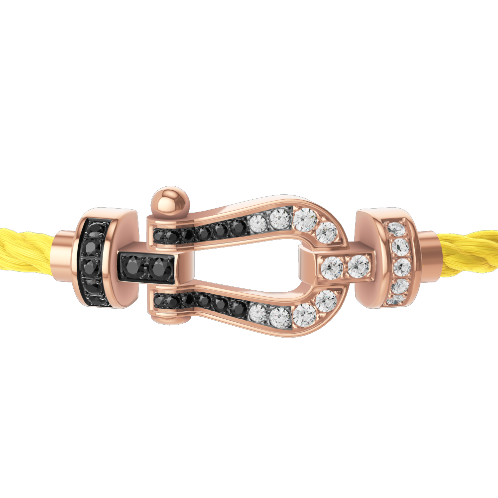 FORCE 10 BRACELET 18K PINK GOLD AND BLACK AND WHITE DIAMONDS MEDIUM MODEL
