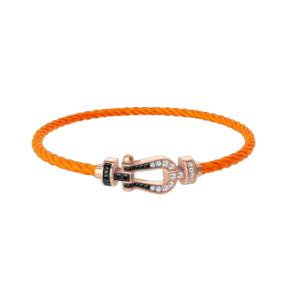 Force 10 bracelet 18k pink gold and black and white diamonds medium model