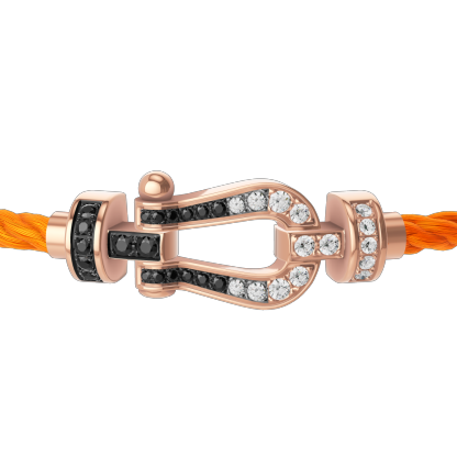 Force 10 bracelet 18k pink gold and black and white diamonds medium model