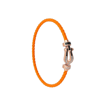Force 10 bracelet 18k pink gold and black and white diamonds medium model