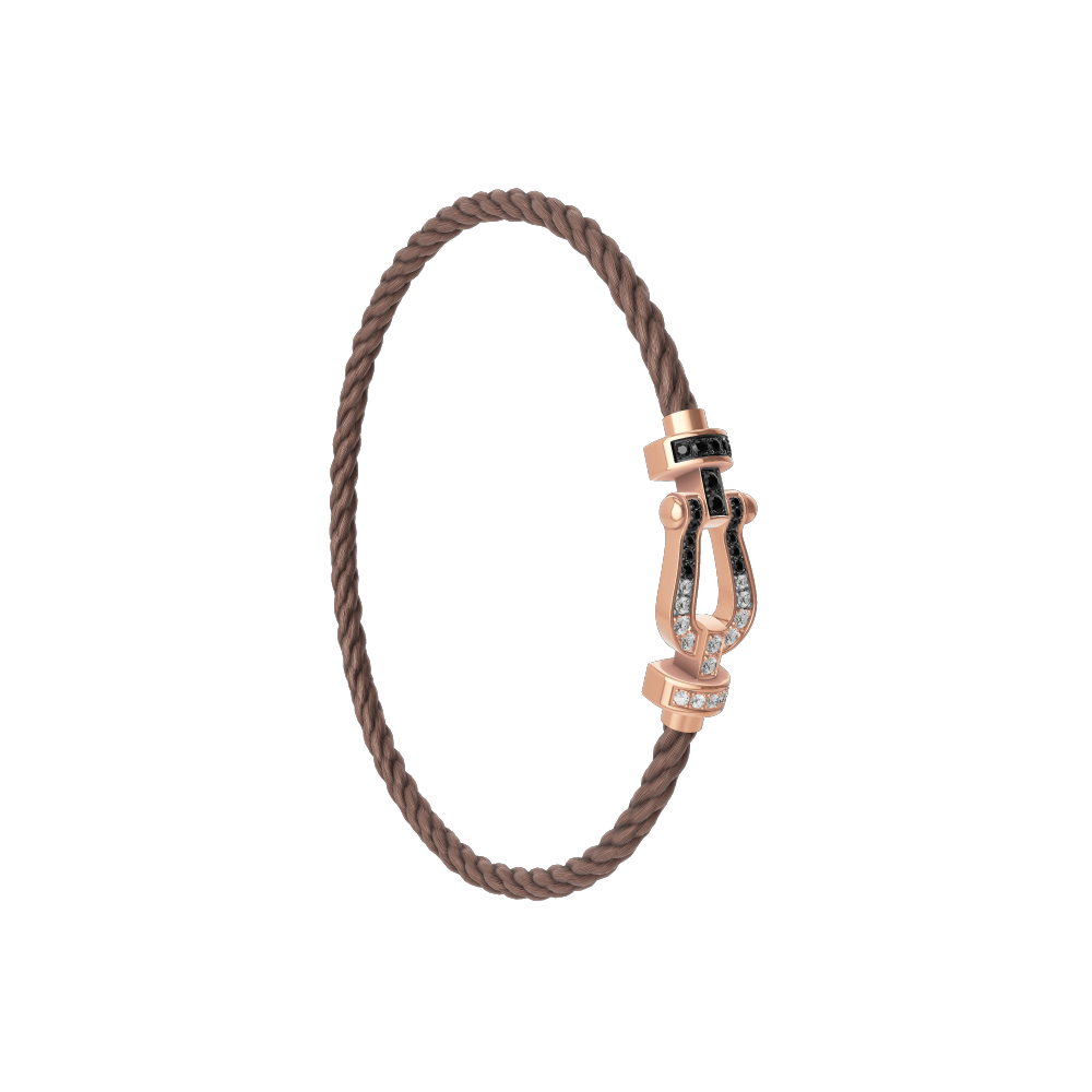 FORCE 10 BRACELET 18K PINK GOLD AND BLACK AND WHITE DIAMONDS MEDIUM MODEL