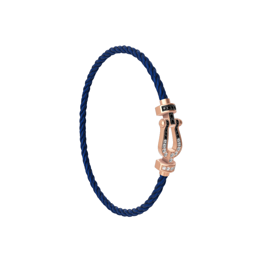 FORCE 10 BRACELET 18K PINK GOLD AND BLACK AND WHITE DIAMONDS MEDIUM MODEL
