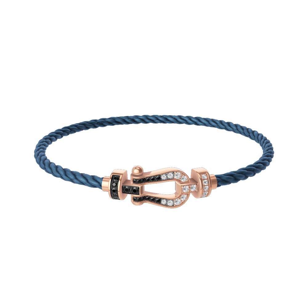 FORCE 10 BRACELET 18K PINK GOLD AND BLACK AND WHITE DIAMONDS MEDIUM MODEL