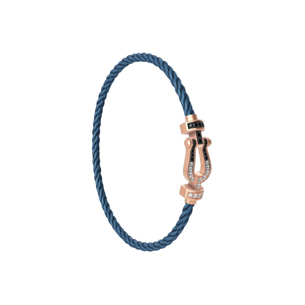 FORCE 10 BRACELET 18K PINK GOLD AND BLACK AND WHITE DIAMONDS MEDIUM MODEL