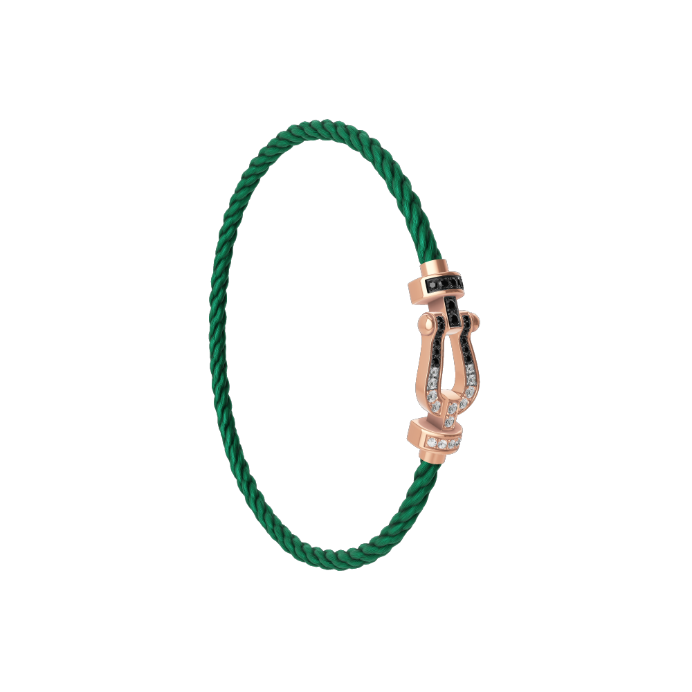 FORCE 10 BRACELET 18K PINK GOLD AND BLACK AND WHITE DIAMONDS MEDIUM MODEL