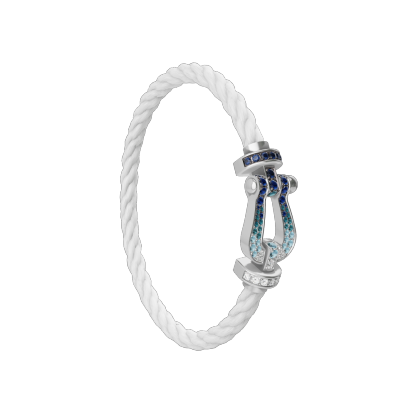FORCE 10 BRACELET LARGE MODEL 18K WHITE GOLD DIAMOND PAVED AND COLORED STONES