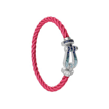 FORCE 10 BRACELET LARGE MODEL 18K WHITE GOLD DIAMOND PAVED AND COLORED STONES