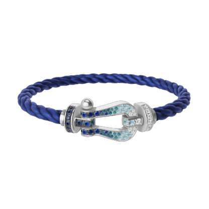 FORCE 10 BRACELET LARGE MODEL 18K WHITE GOLD DIAMOND PAVED AND COLORED STONES