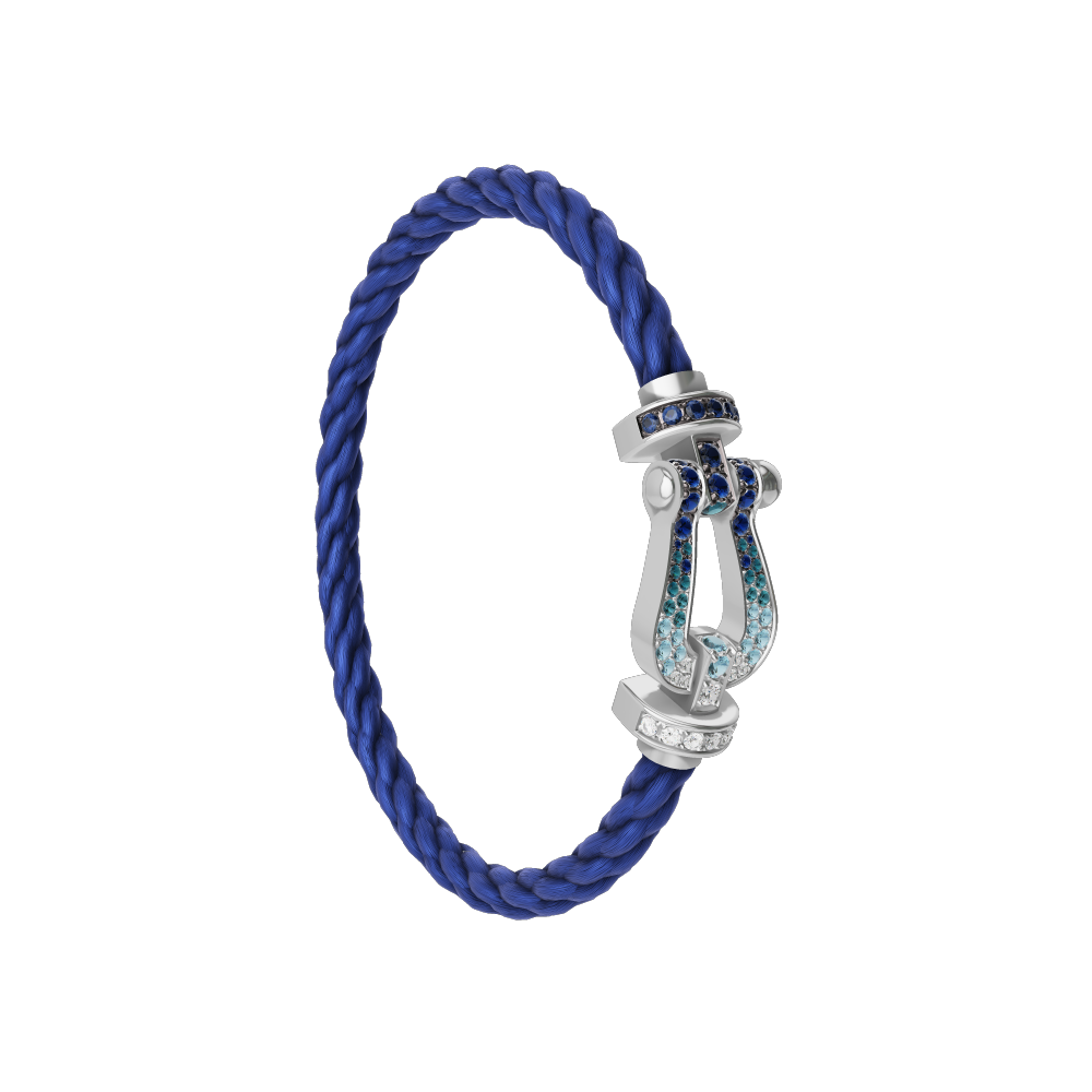 FORCE 10 BRACELET LARGE MODEL 18K WHITE GOLD DIAMOND PAVED AND COLORED STONES