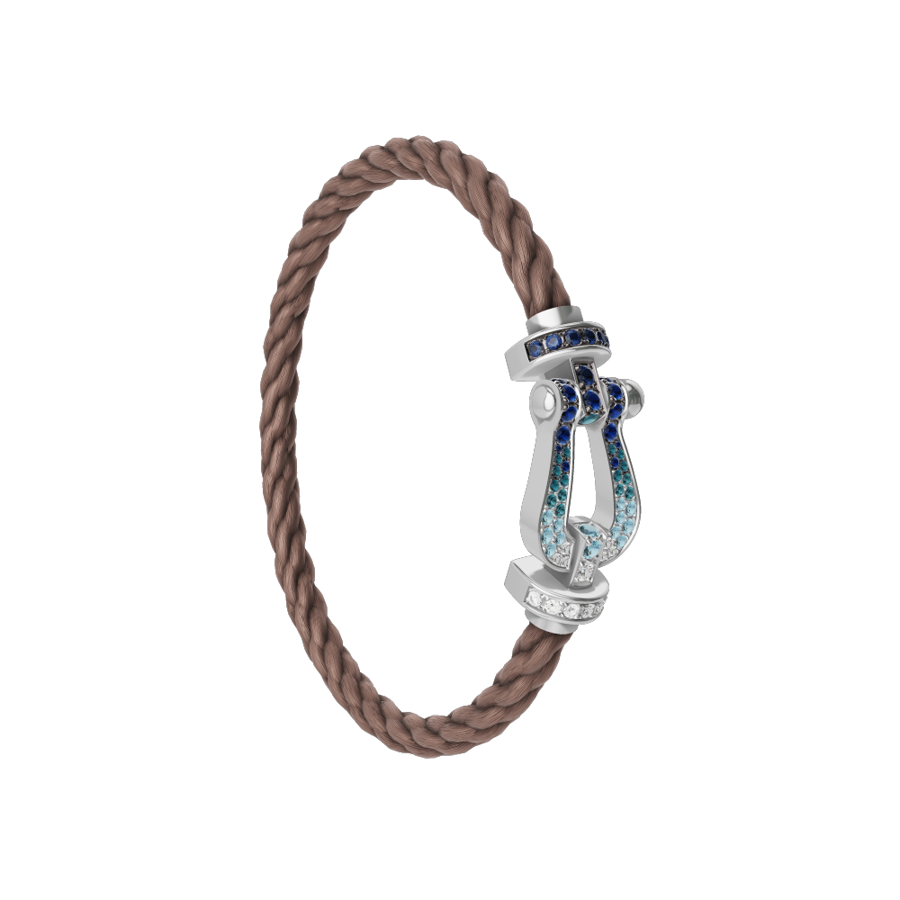 FORCE 10 BRACELET LARGE MODEL 18K WHITE GOLD DIAMOND PAVED AND COLORED STONES
