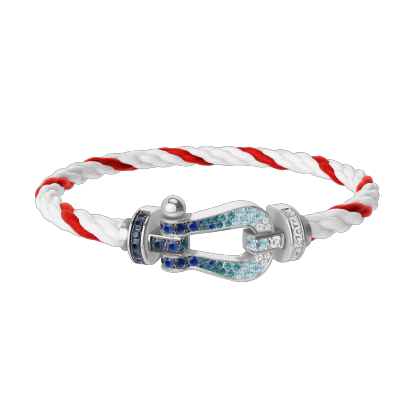 FORCE 10 BRACELET LARGE MODEL 18K WHITE GOLD DIAMOND PAVED AND COLORED STONES