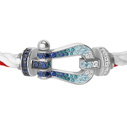FORCE 10 BRACELET LARGE MODEL 18K WHITE GOLD DIAMOND PAVED AND COLORED STONES