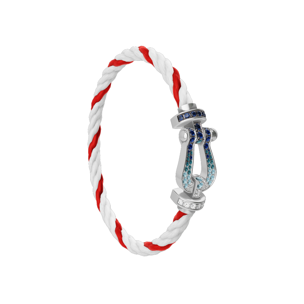 FORCE 10 BRACELET LARGE MODEL 18K WHITE GOLD DIAMOND PAVED AND COLORED STONES