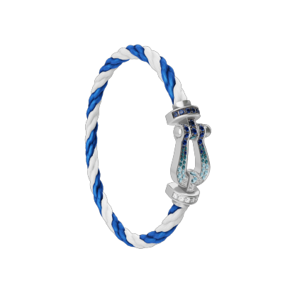 FORCE 10 BRACELET LARGE MODEL 18K WHITE GOLD DIAMOND PAVED AND COLORED STONES