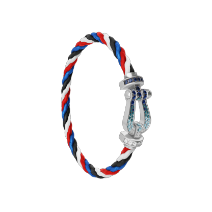 FORCE 10 BRACELET LARGE MODEL 18K WHITE GOLD DIAMOND PAVED AND COLORED STONES