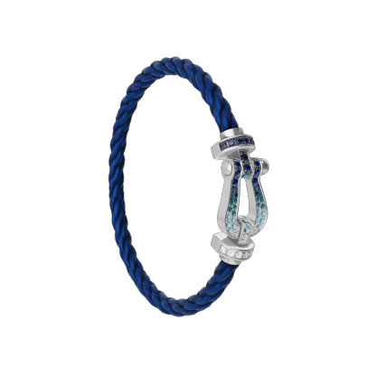 FORCE 10 BRACELET LARGE MODEL 18K WHITE GOLD DIAMOND PAVED AND COLORED STONES