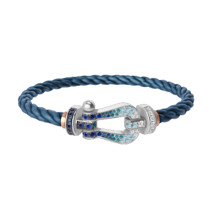 FORCE 10 BRACELET LARGE MODEL 18K WHITE GOLD DIAMOND PAVED AND COLORED STONES