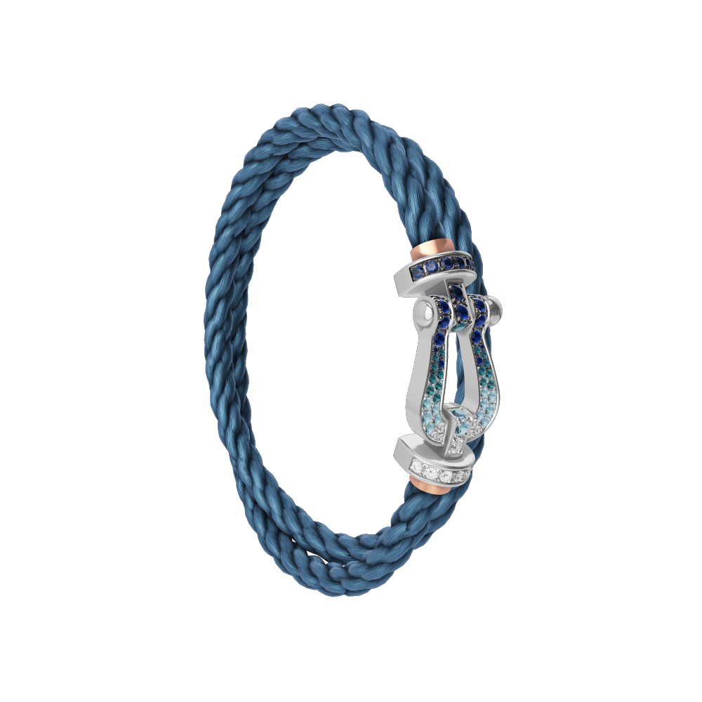 FORCE 10 BRACELET LARGE MODEL 18K WHITE GOLD DIAMOND PAVED AND COLORED STONES