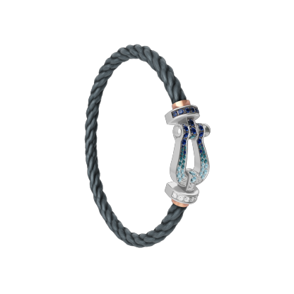 FORCE 10 BRACELET LARGE MODEL 18K WHITE GOLD DIAMOND PAVED AND COLORED STONES