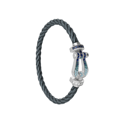 Force 10 bracelet Large model 18K white gold diamond paved and colored stones