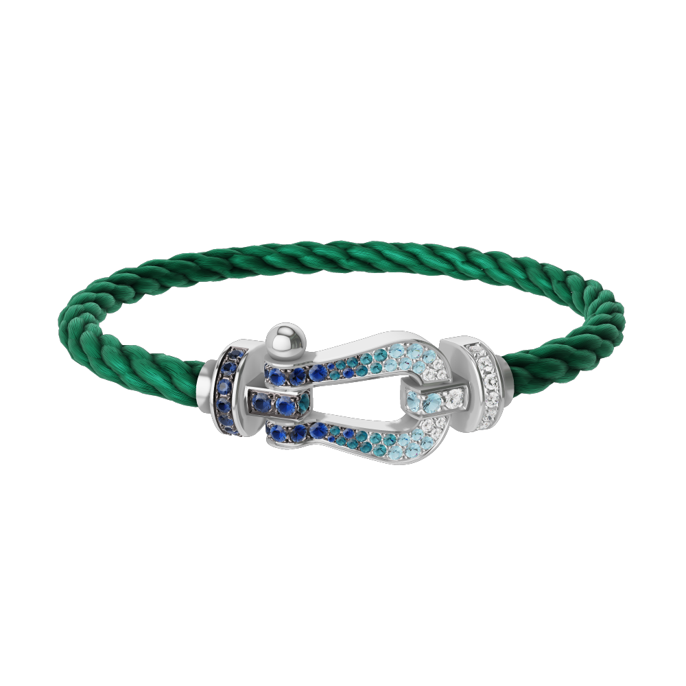 FORCE 10 BRACELET LARGE MODEL 18K WHITE GOLD DIAMOND PAVED AND COLORED STONES