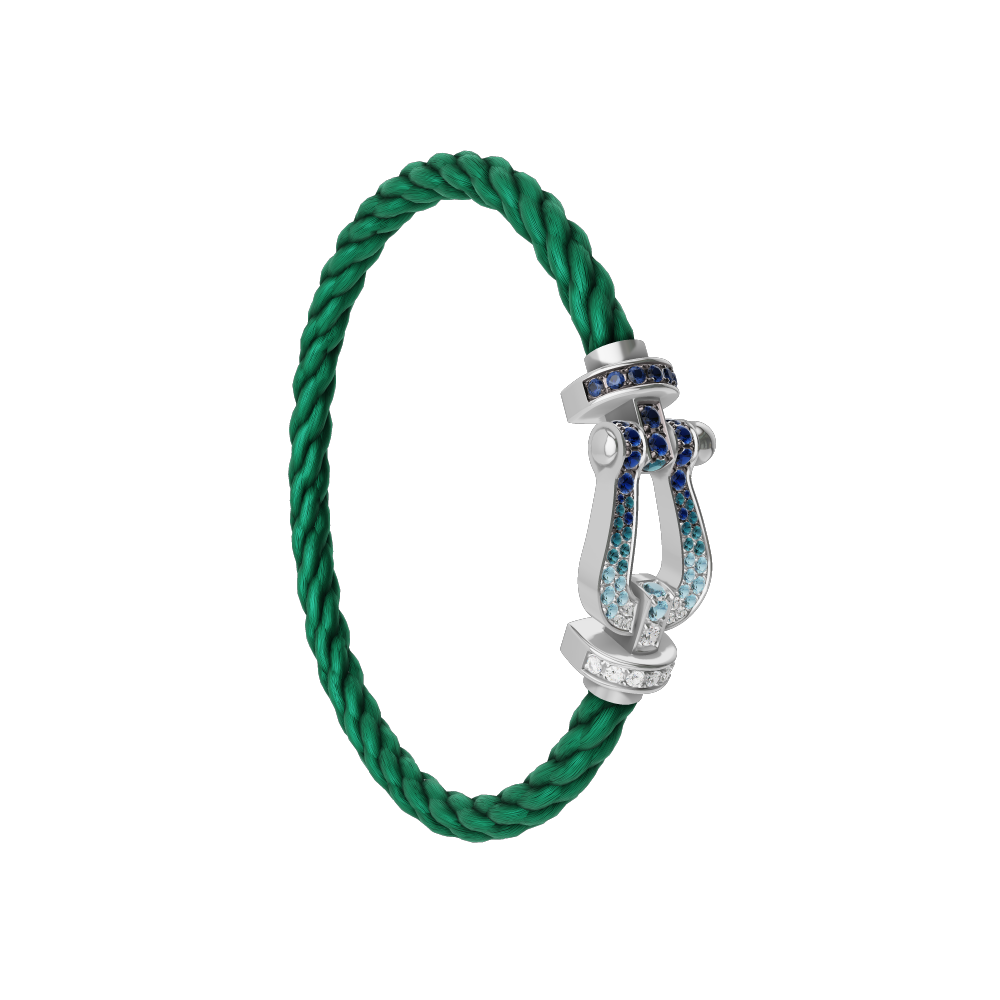 FORCE 10 BRACELET LARGE MODEL 18K WHITE GOLD DIAMOND PAVED AND COLORED STONES