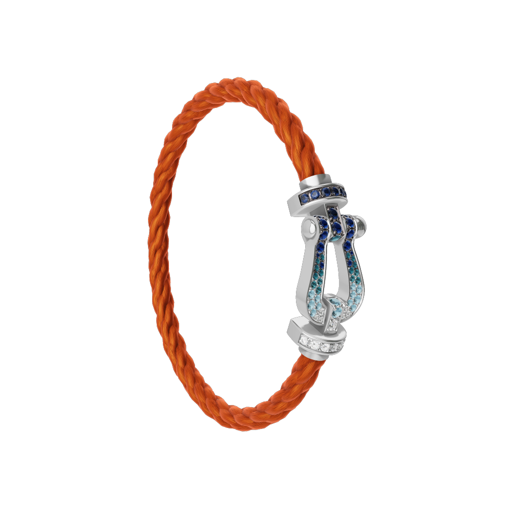 FORCE 10 BRACELET LARGE MODEL 18K WHITE GOLD DIAMOND PAVED AND COLORED STONES