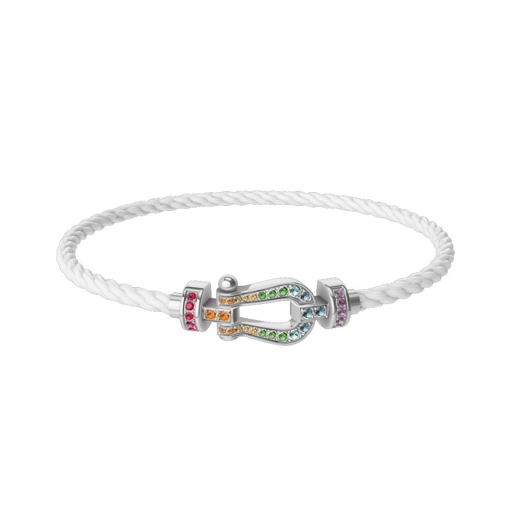 FORCE 10 BRACELET MEDIUM MODEL IN 18K WHITE GOLD AND COLOURED STONES