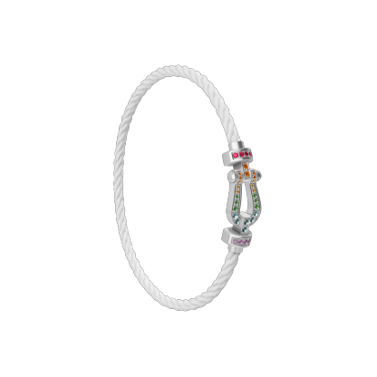 FORCE 10 BRACELET MEDIUM MODEL IN 18K WHITE GOLD AND COLOURED STONES
