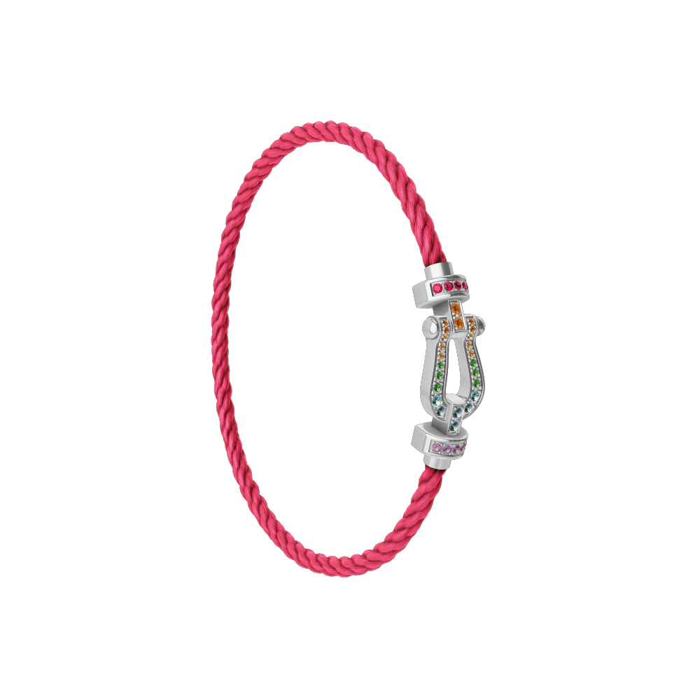 FORCE 10 BRACELET MEDIUM MODEL IN 18K WHITE GOLD AND COLOURED STONES
