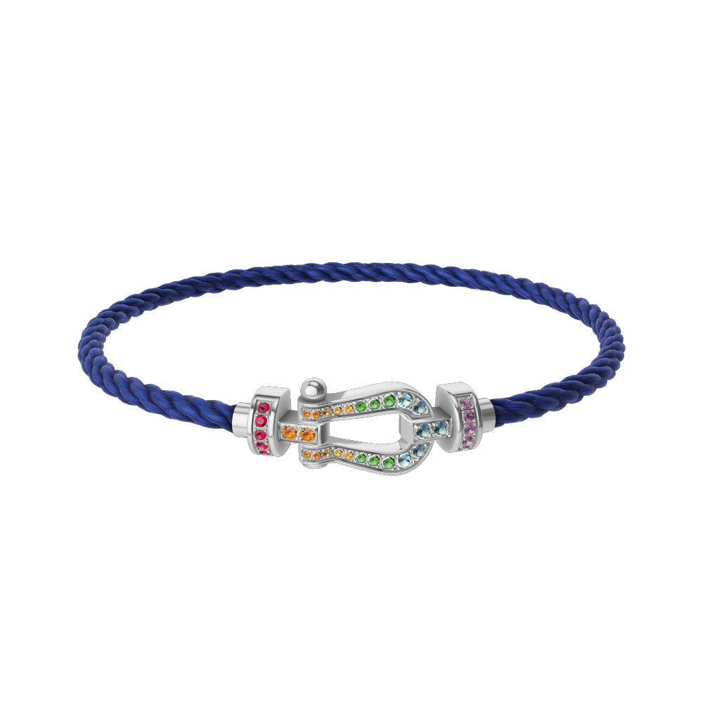 FORCE 10 BRACELET MEDIUM MODEL IN 18K WHITE GOLD AND COLOURED STONES