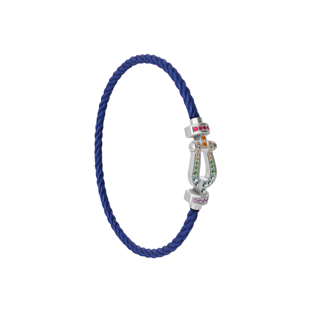 FORCE 10 BRACELET MEDIUM MODEL IN 18K WHITE GOLD AND COLOURED STONES