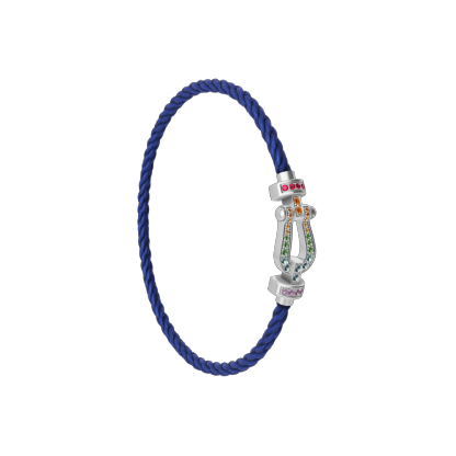 FORCE 10 BRACELET MEDIUM MODEL IN 18K WHITE GOLD AND COLOURED STONES