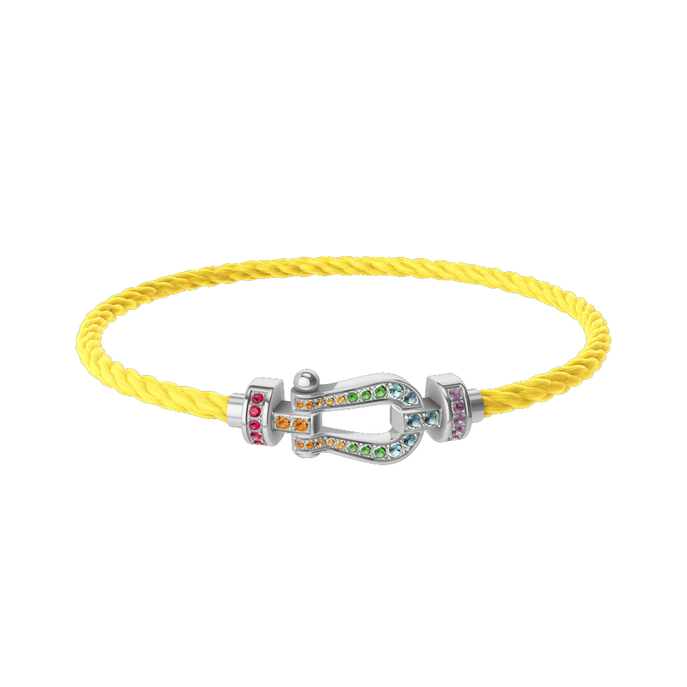 FORCE 10 BRACELET MEDIUM MODEL IN 18K WHITE GOLD AND COLOURED STONES