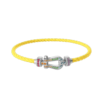 FORCE 10 BRACELET MEDIUM MODEL IN 18K WHITE GOLD AND COLOURED STONES