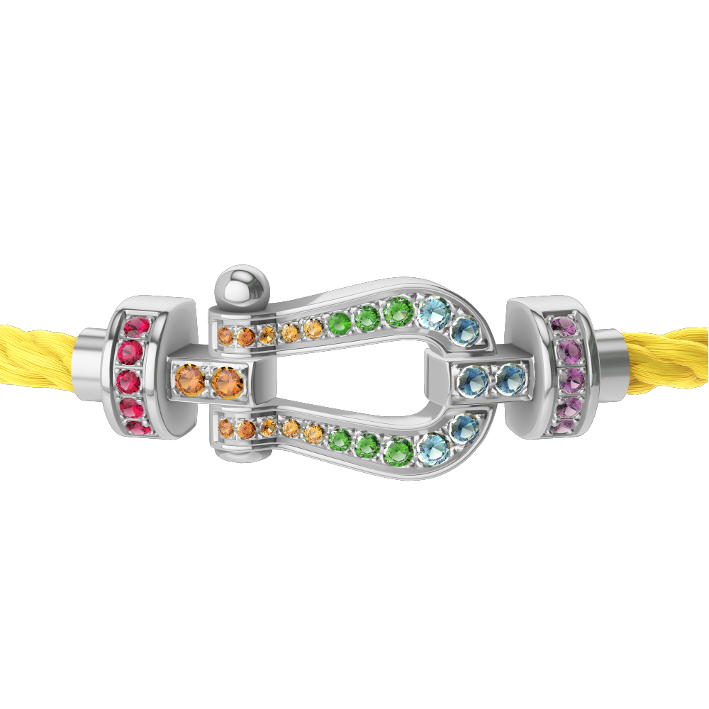 FORCE 10 BRACELET MEDIUM MODEL IN 18K WHITE GOLD AND COLOURED STONES