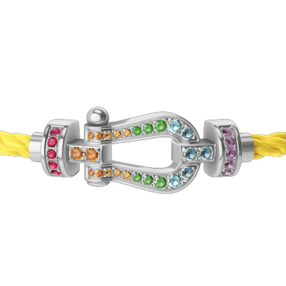 FORCE 10 BRACELET MEDIUM MODEL IN 18K WHITE GOLD AND COLOURED STONES