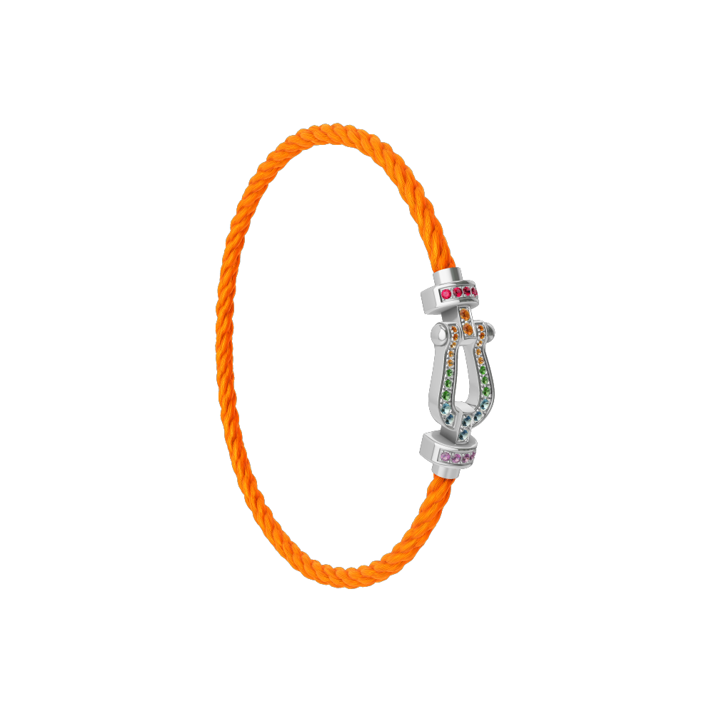 FORCE 10 BRACELET MEDIUM MODEL IN 18K WHITE GOLD AND COLOURED STONES