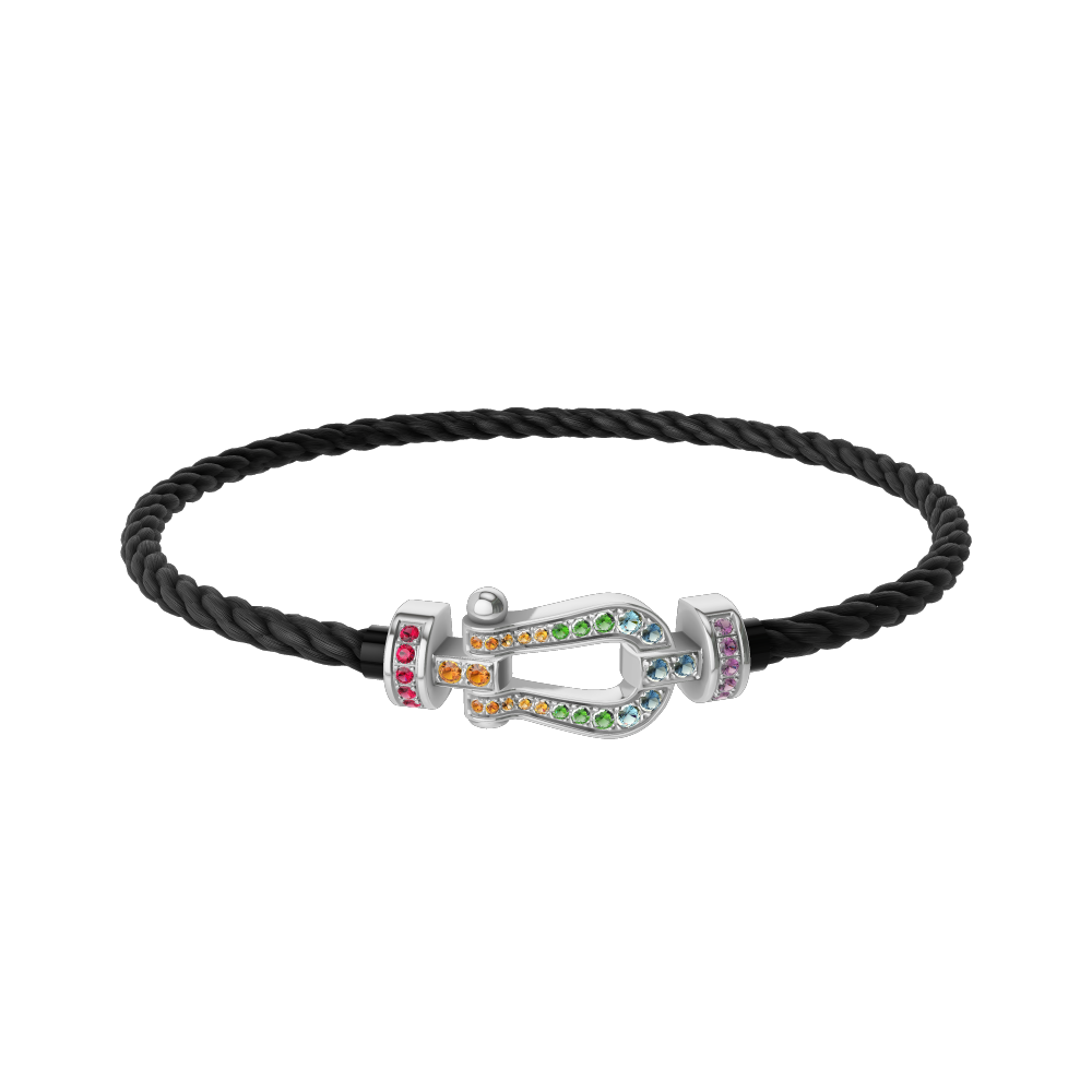 FORCE 10 BRACELET MEDIUM MODEL IN 18K WHITE GOLD AND COLOURED STONES