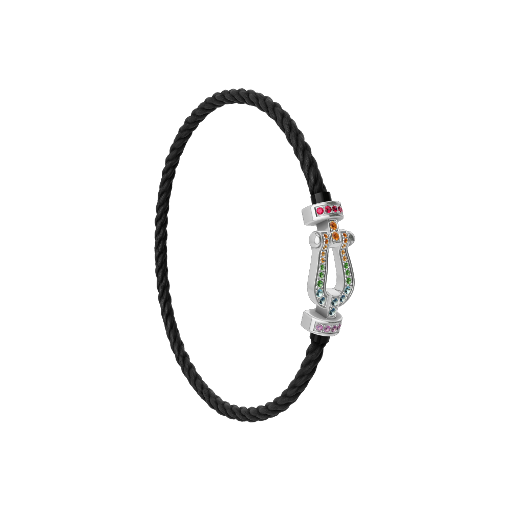 FORCE 10 BRACELET MEDIUM MODEL IN 18K WHITE GOLD AND COLOURED STONES