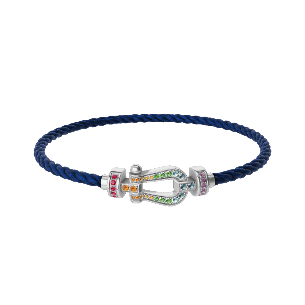 FORCE 10 BRACELET MEDIUM MODEL IN 18K WHITE GOLD AND COLOURED STONES
