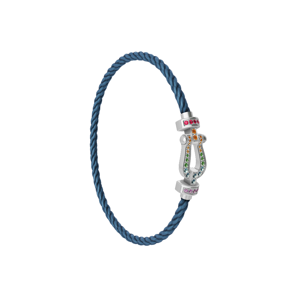 FORCE 10 BRACELET MEDIUM MODEL IN 18K WHITE GOLD AND COLOURED STONES