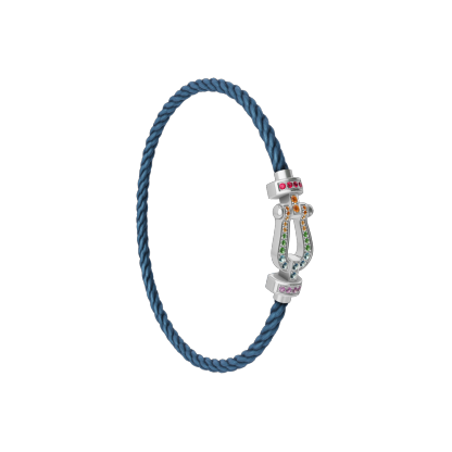 FORCE 10 BRACELET MEDIUM MODEL IN 18K WHITE GOLD AND COLOURED STONES