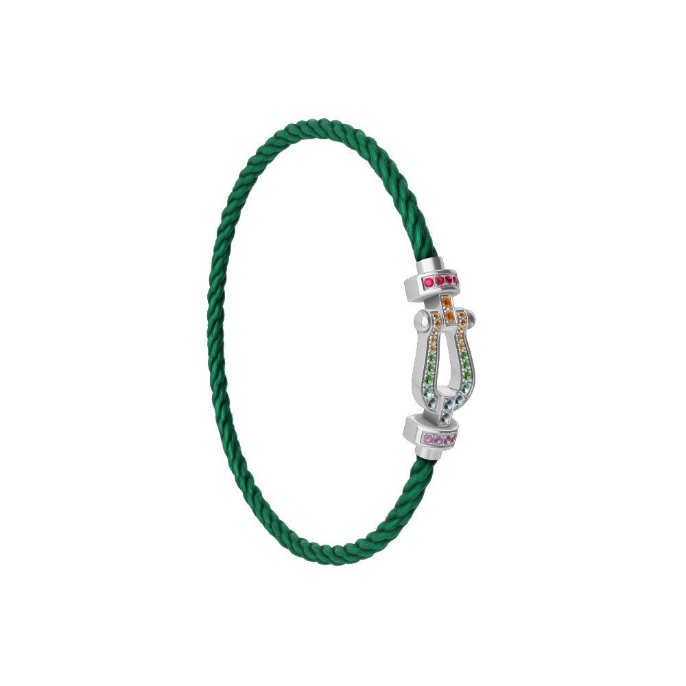 FORCE 10 BRACELET MEDIUM MODEL IN 18K WHITE GOLD AND COLOURED STONES
