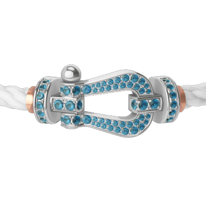 FORCE 10 BRACELET LARGE MODEL 18K WHITE GOLD BLUE TOPAZ PAVED