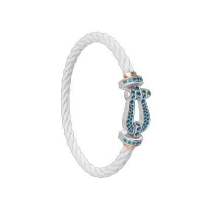 FORCE 10 BRACELET LARGE MODEL 18K WHITE GOLD BLUE TOPAZ PAVED