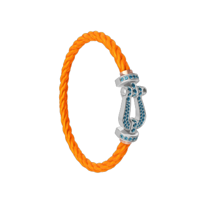 FORCE 10 BRACELET LARGE MODEL 18K WHITE GOLD BLUE TOPAZ PAVED