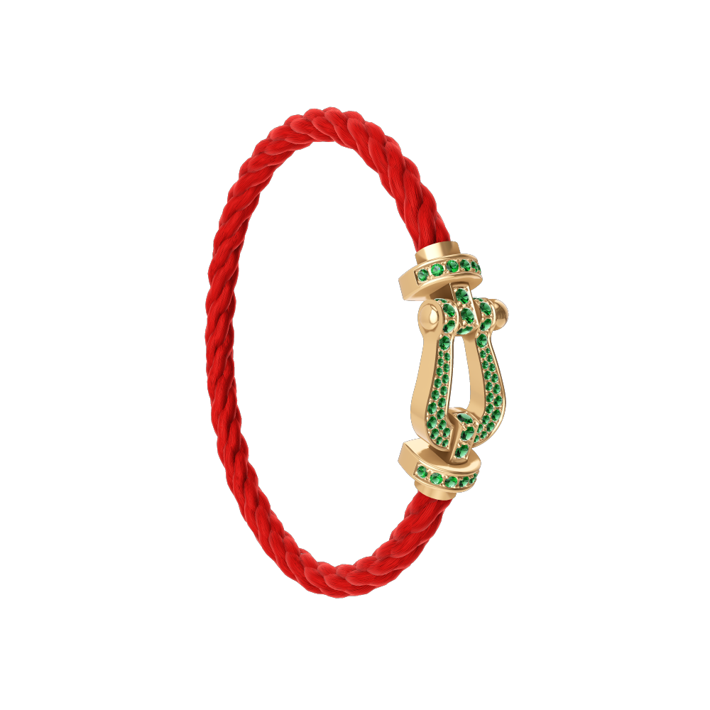 FORCE 10 BRACELET 18K YELLOW GOLD AND EMERALDS LARGE MODEL